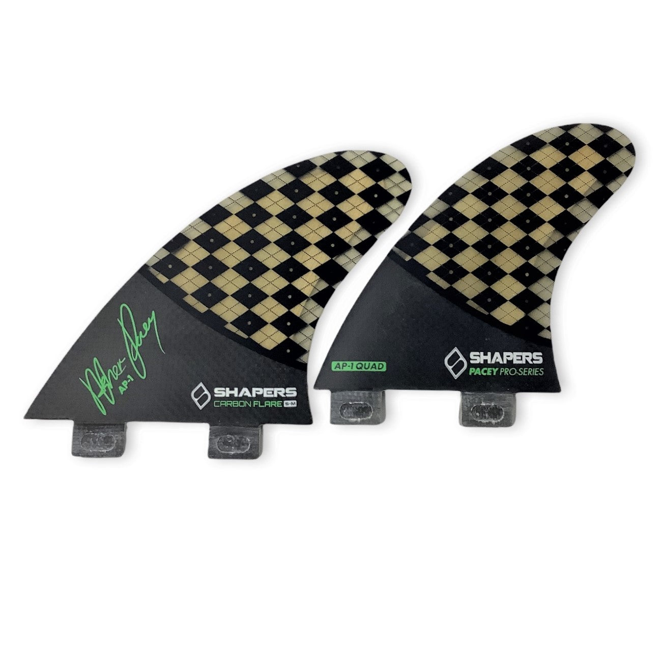 5 Fin Asher Pacey Carbon Flare Series | FCS Bamboo Inlay - Black Checkered  Print